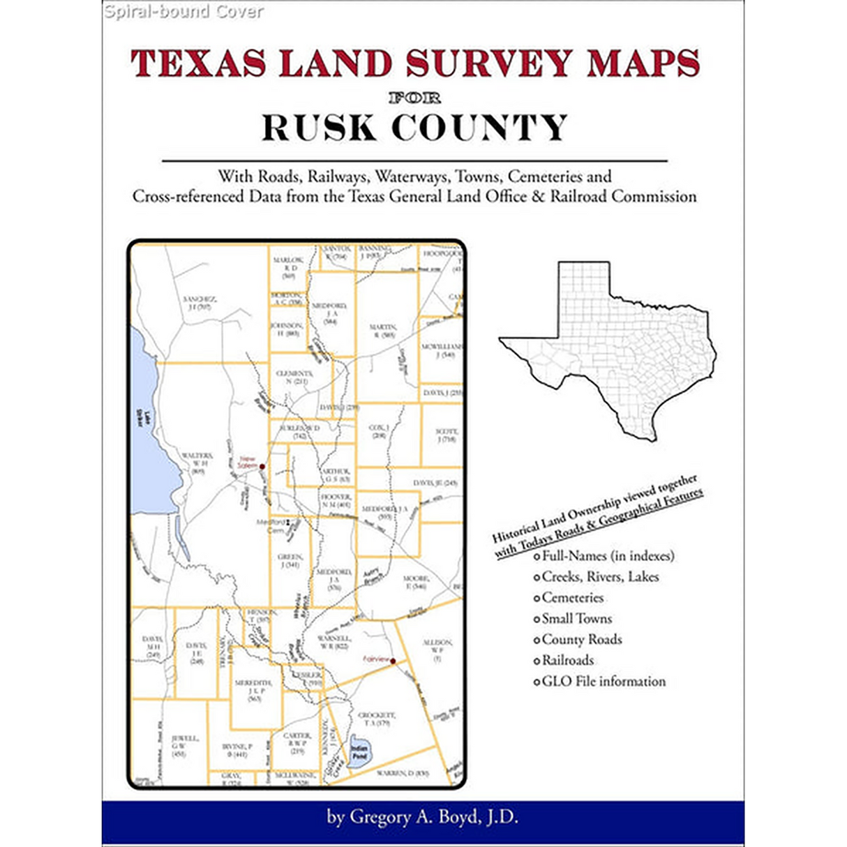 Texas Land Survey Maps for Rusk County (Spiral book cover)
