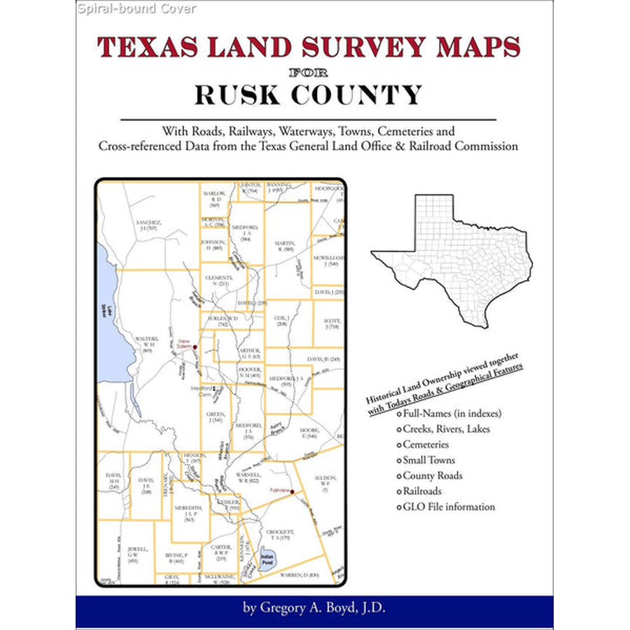 Texas Land Survey Maps for Rusk County (Spiral book cover)