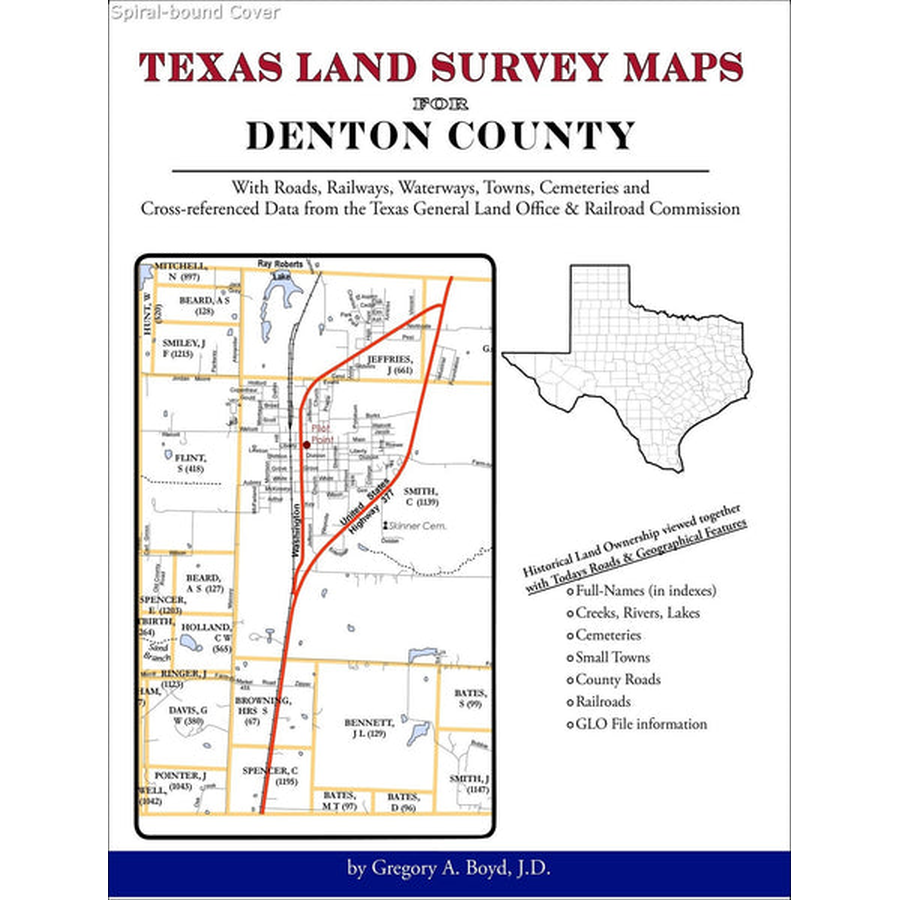 Texas Land Survey Maps for Denton County (Spiral book cover)