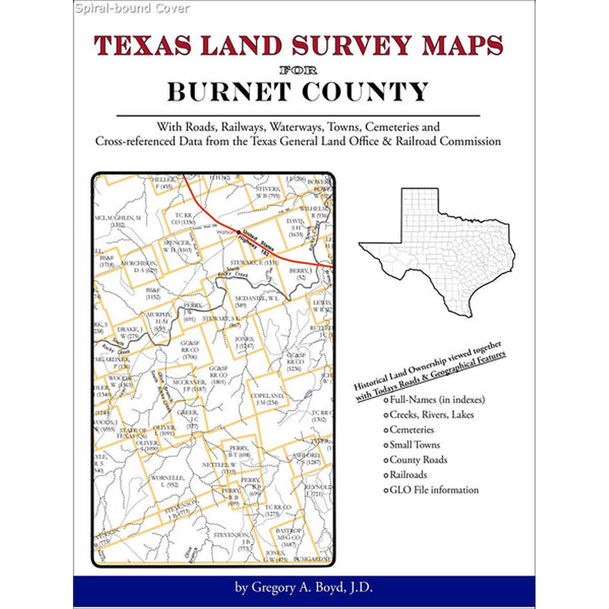 Texas Land Survey Maps for Burnet County (Spiral book cover)