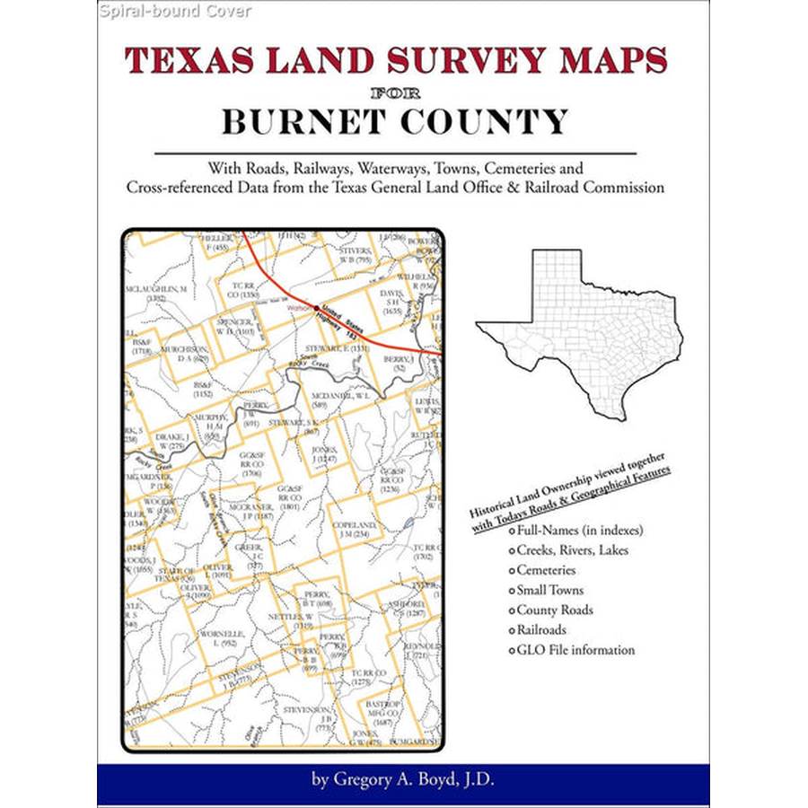 Texas Land Survey Maps for Burnet County (Spiral book cover)