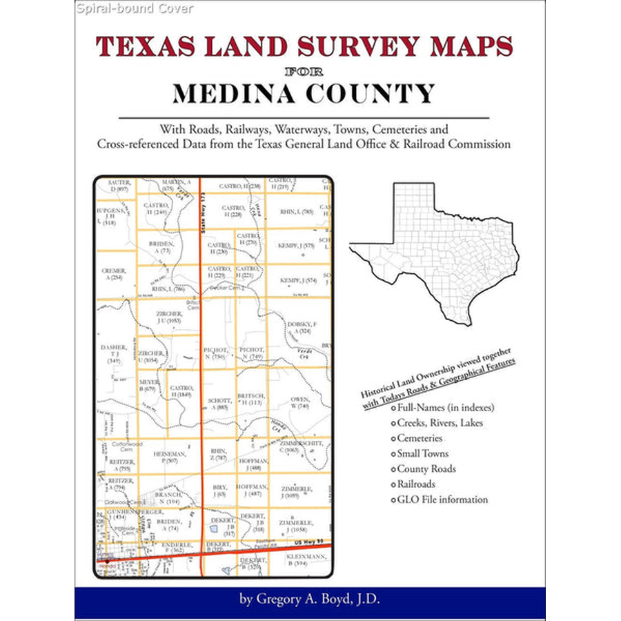 Texas Land Survey Maps for Medina County (Spiral book cover)