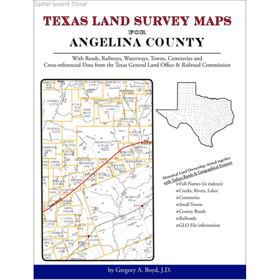 Texas Land Survey Maps for Angelina County (Spiral book cover)