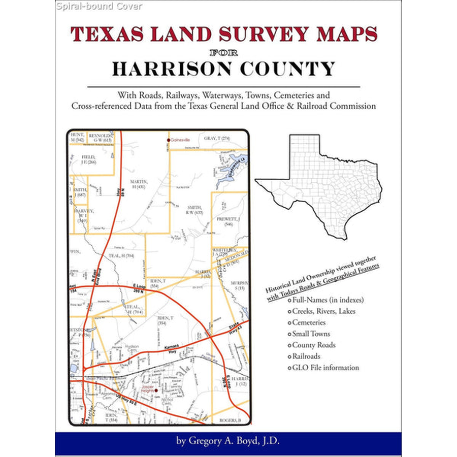 Texas Land Survey Maps for Harrison County (Spiral book cover)