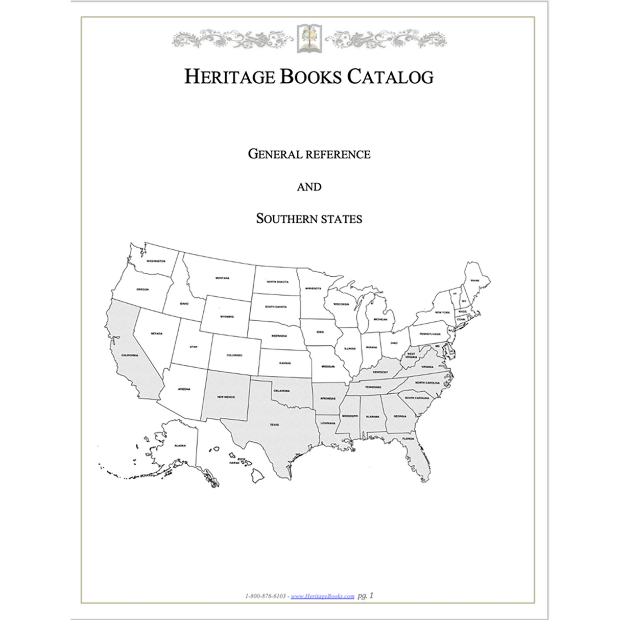 Heritage Books Catalog covering Southern United States