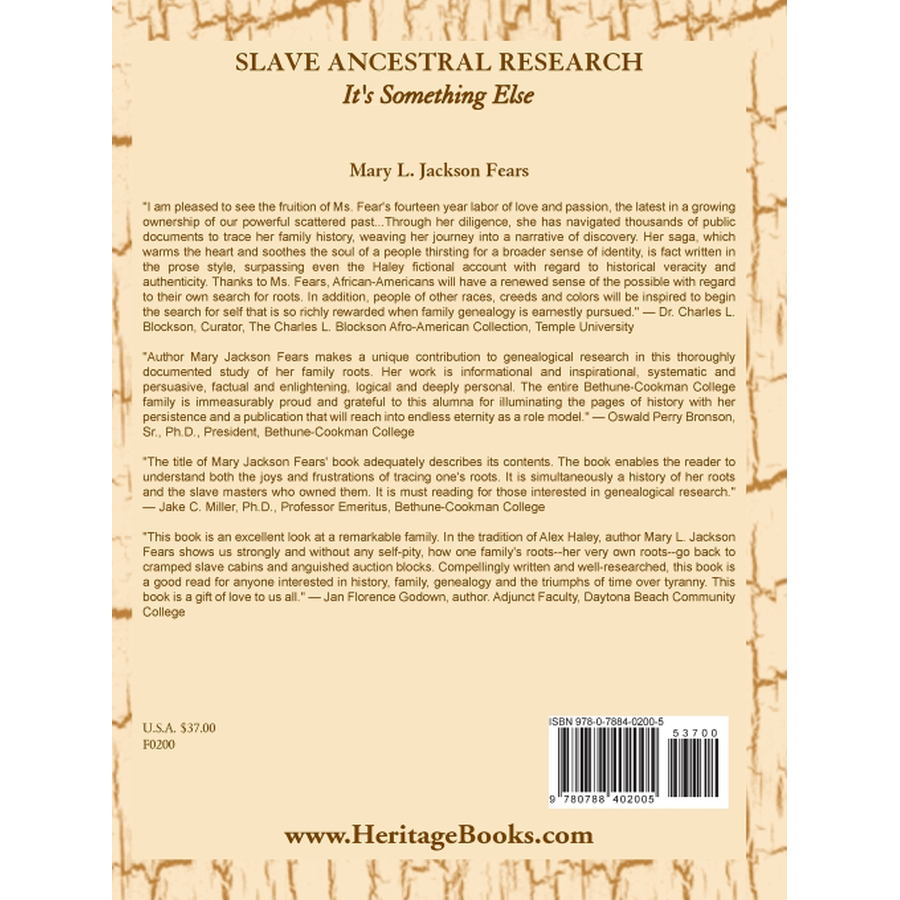 Slave Ancestral Research: It's Something Else back cover