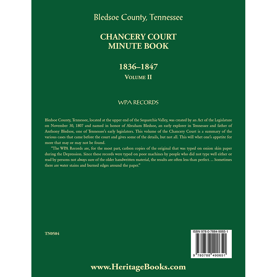 Bledsoe County, Tennessee Chancery Court Minute Book, 1836-1847, Volume II