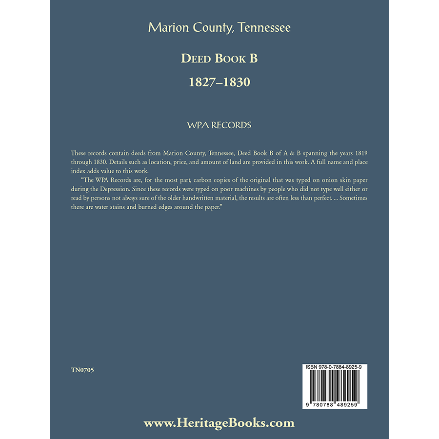 Marion County, Tennessee Deed Book B, 1827-1830