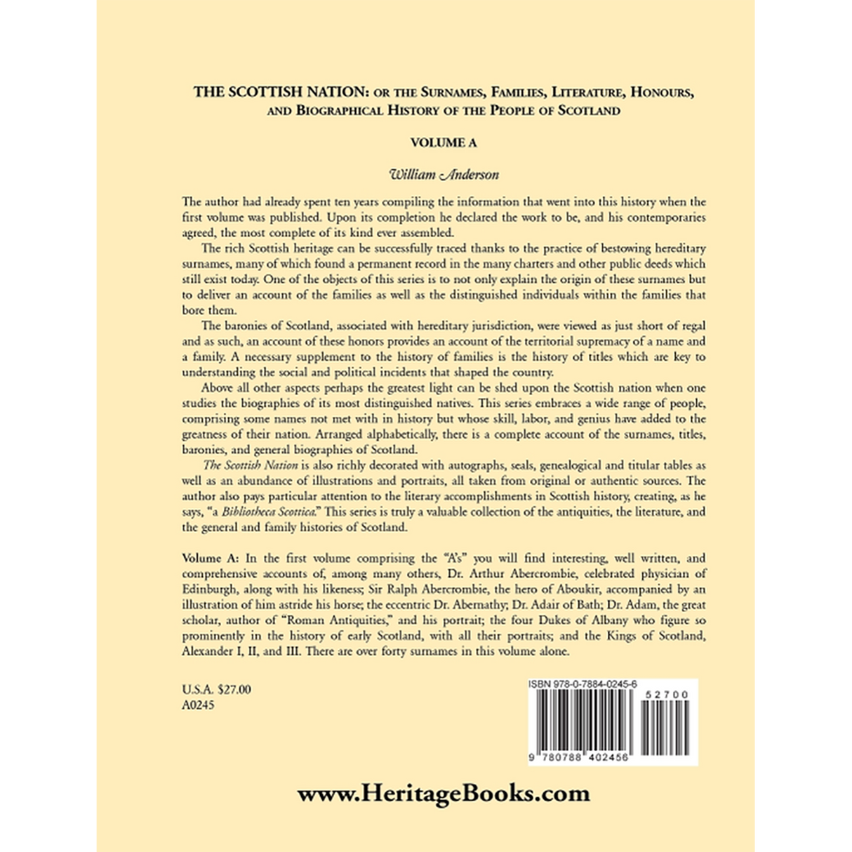 The Scottish Nation: Volume A back cover