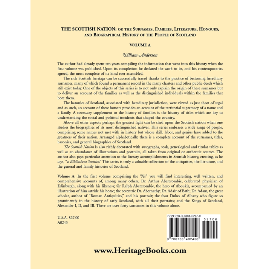 The Scottish Nation: Volume A back cover