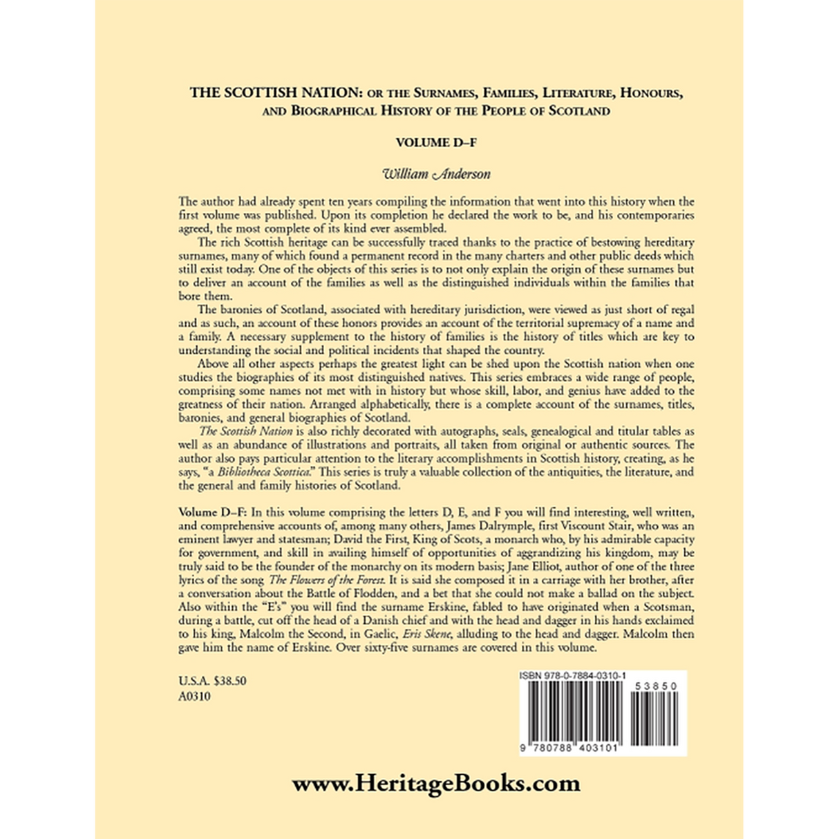 The Scottish Nation: Volume D-F back cover