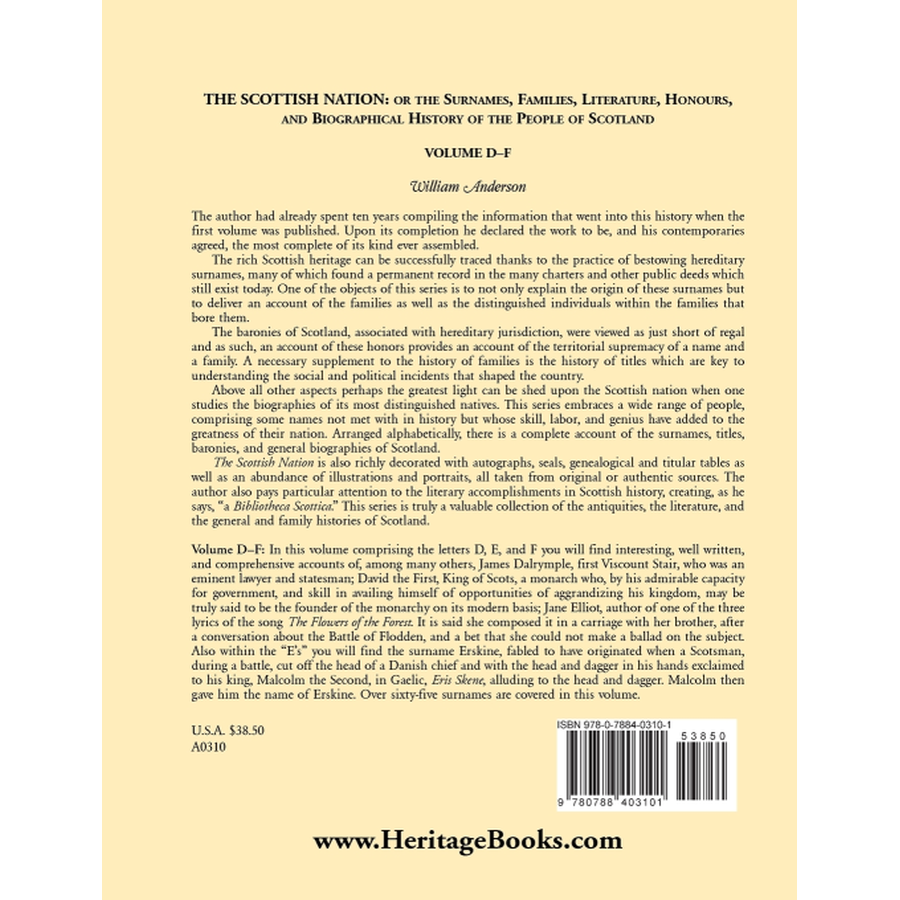 The Scottish Nation: Volume D-F back cover