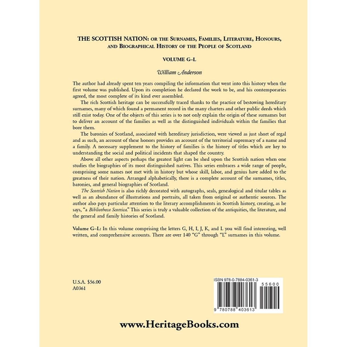 The Scottish Nation: Volume G-L back cover