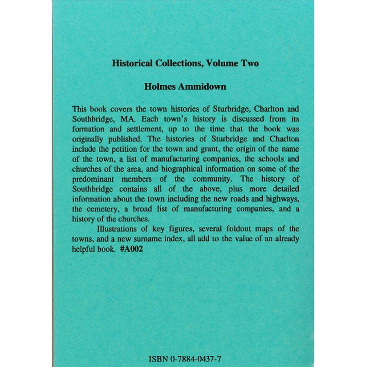 Historical Collections (Massachusetts), Volume Two back cover