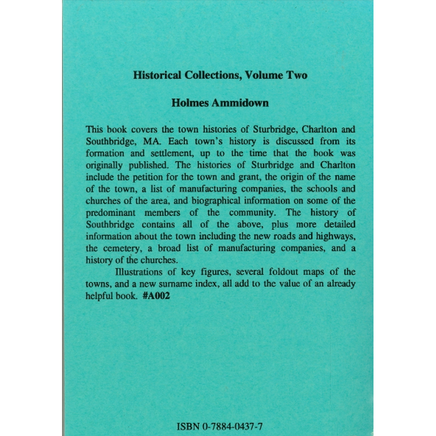 Historical Collections (Massachusetts), Volume Two back cover