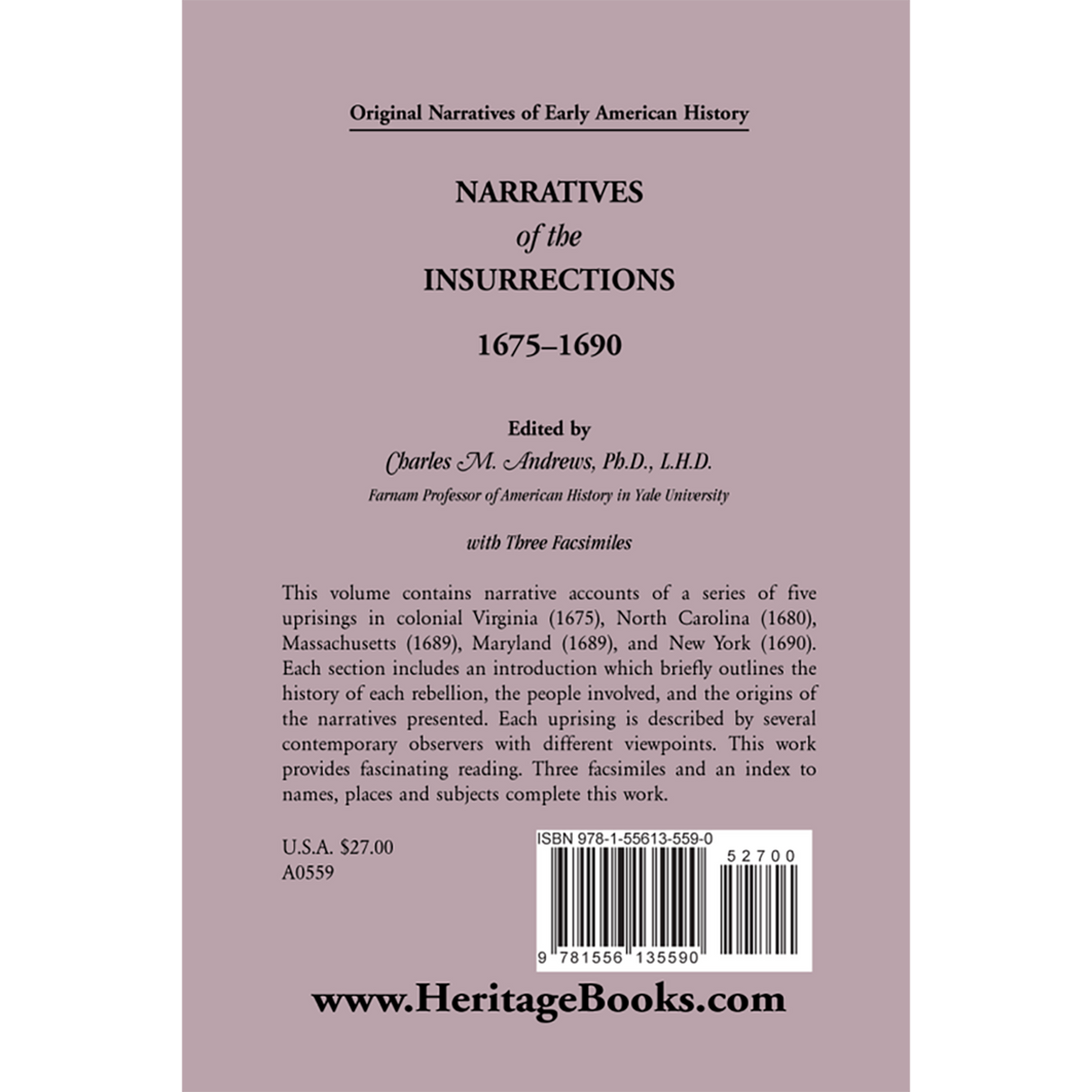 Narratives of the Insurrections, 1675-1690 back cover