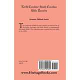 North Carolina-South Carolina Bible Records back cover