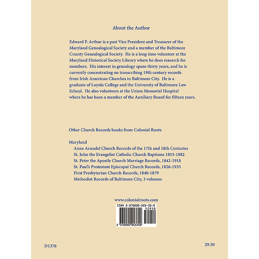 St. John the Evangelist Catholic Church, Baltimore, Maryland: Baptisms 1882-1915 back cover