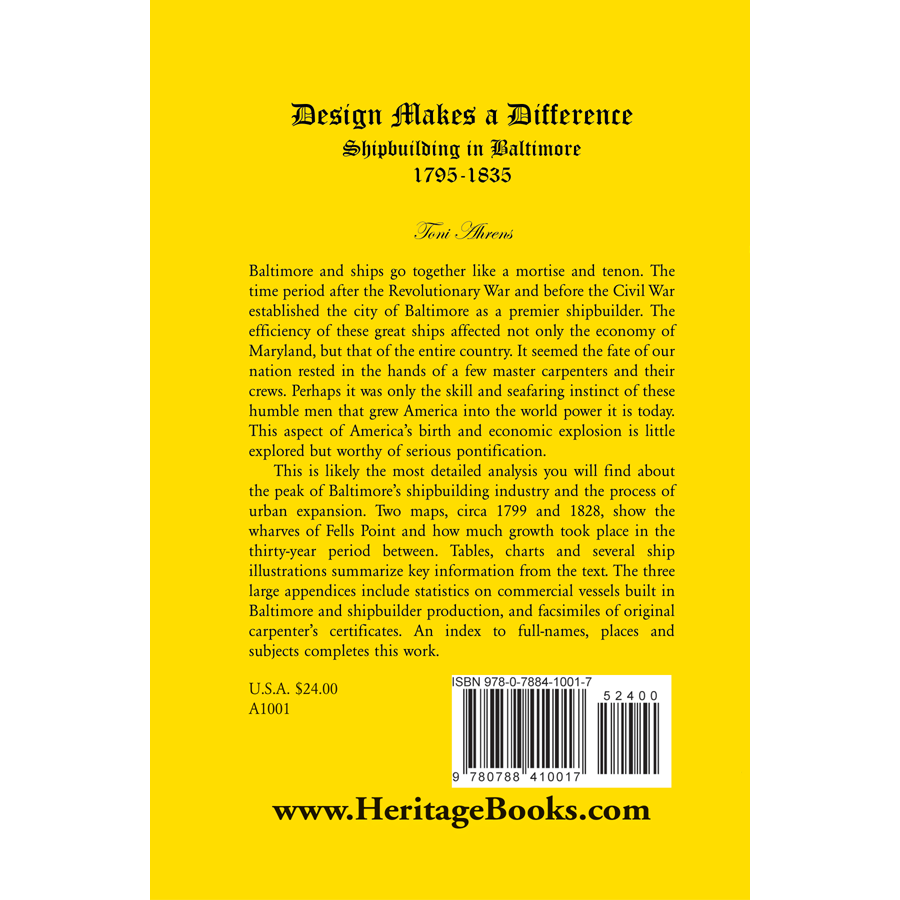 Design Makes a Difference: Shipbuilding in Baltimore, 1795-1835 back cover