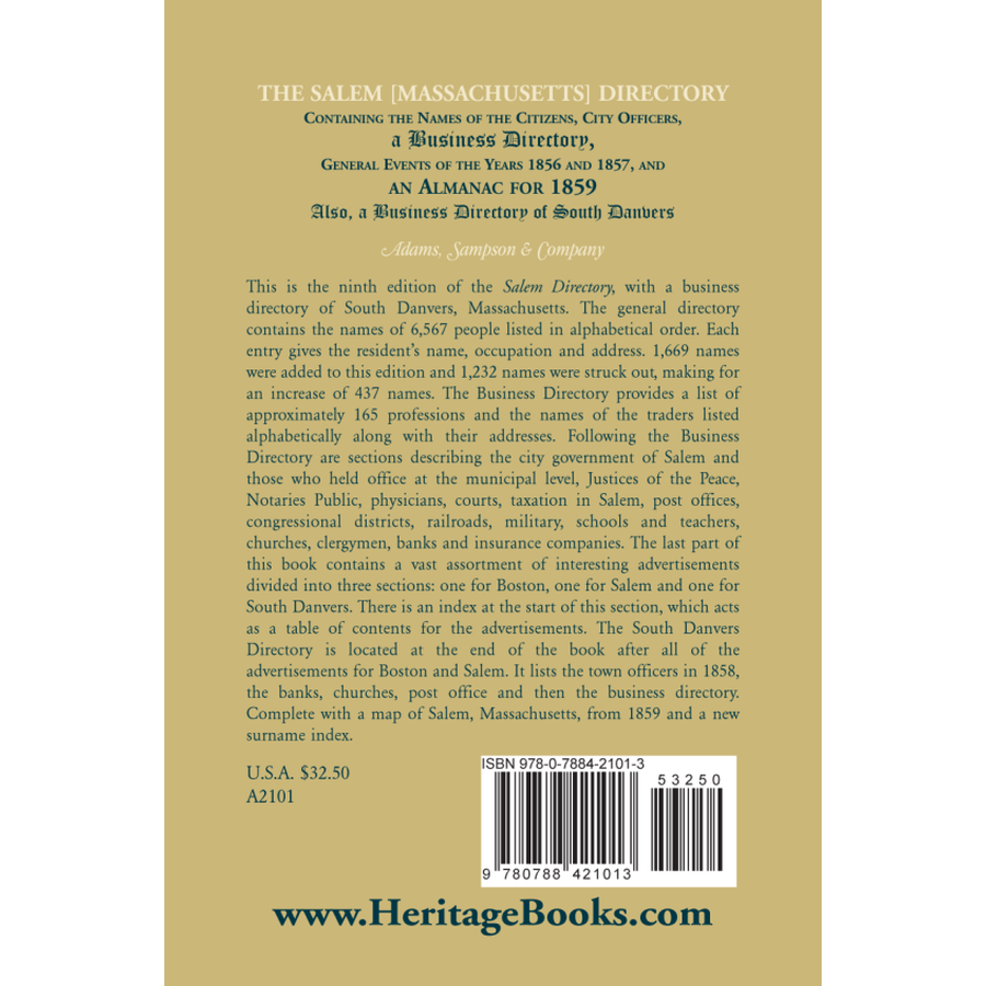 The Salem [Massachusetts] Directory back cover