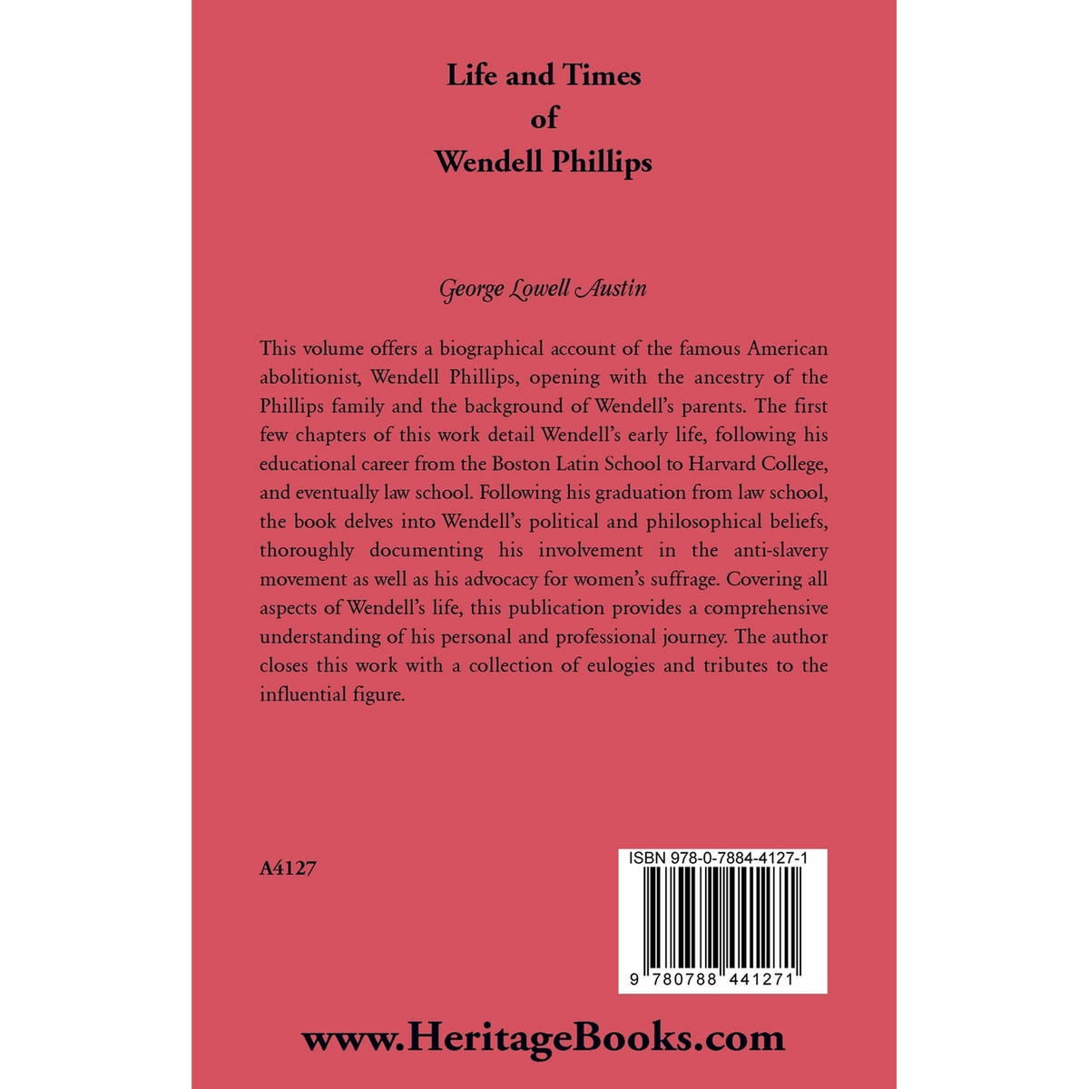 Life and Times of Wendell Phillips back cover