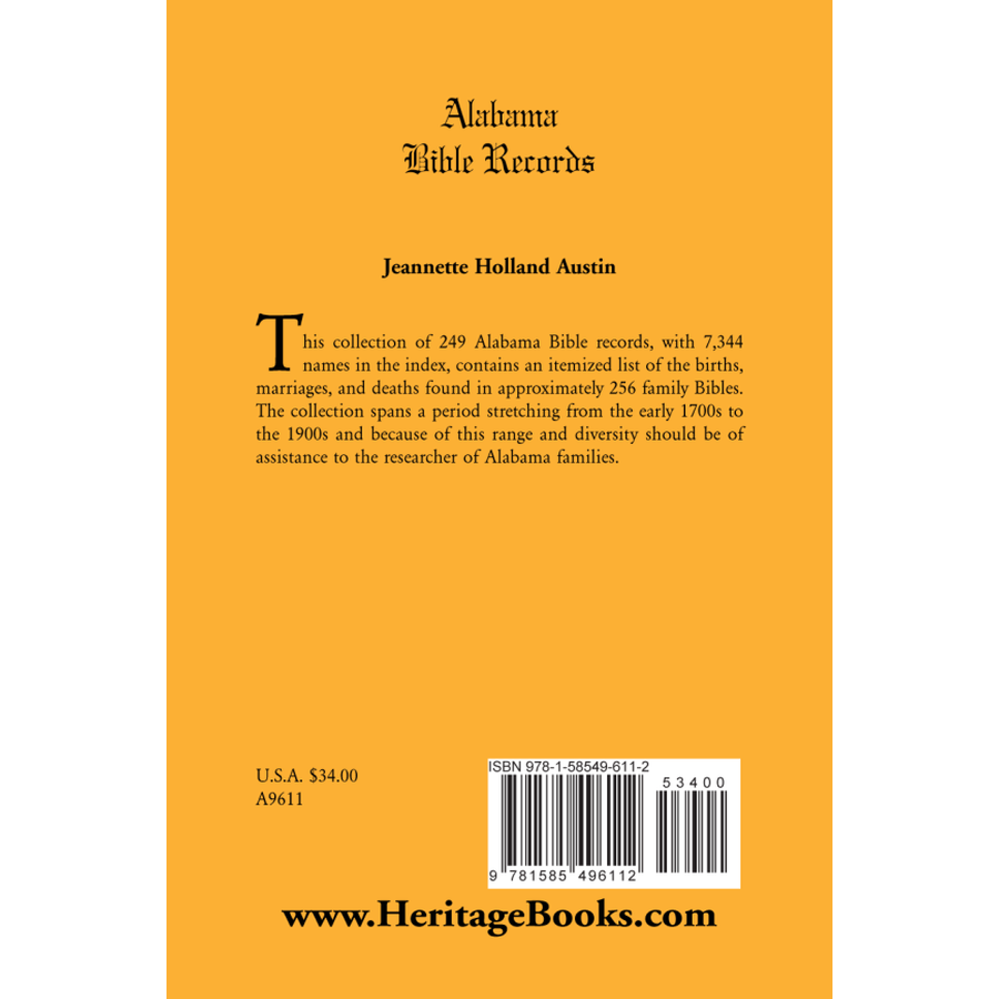 back cover of Alabama Bible Records