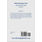Ship Passenger Lists, National and New England, 1600-1825 back cover