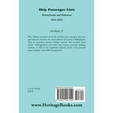 Ship Passenger Lists, Pennsylvania and Delaware: 1641-1825 back cover