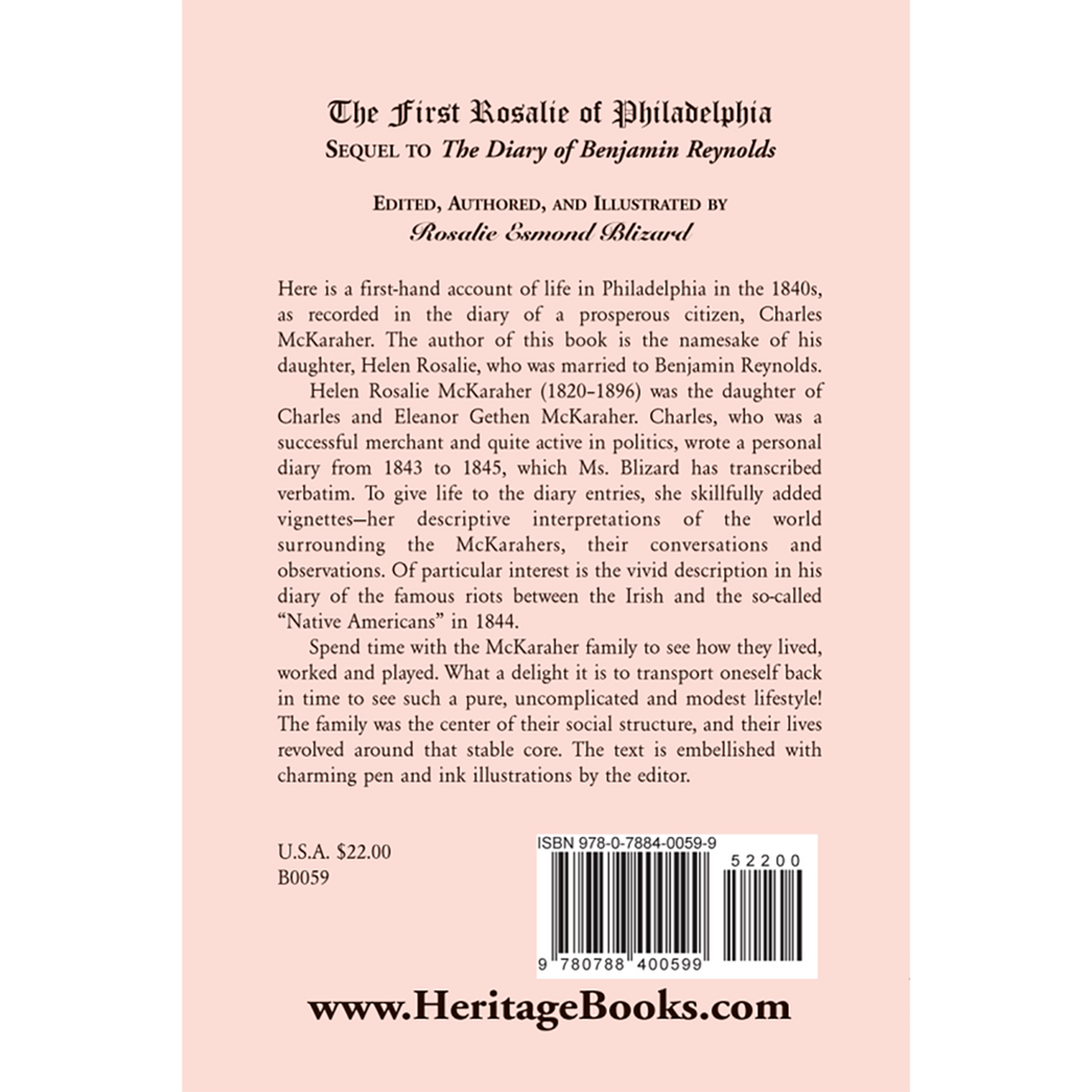 The First Rosalie of Philadelphia: Sequel to The Diary of Benjamin Reynolds back cover