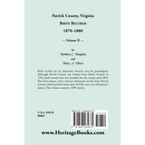 Patrick County, Virginia Birth Records 1870-1880 Volume II back cover