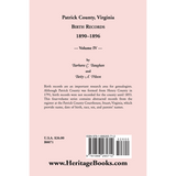 Patrick County, Virginia Birth Records 1890-1896 Volume IV back cover
