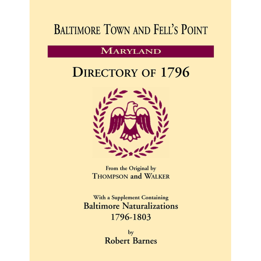 Baltimore and Fell's Point, Maryland Directory of 1796