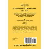 Abstracts of Carroll County Newspapers, 1831-1846 back cover