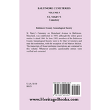 Baltimore [Maryland] Cemeteries, Volume 5: St. Mary's Cemetery back cover