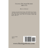 Colonial Delaware Records: 1681-1713 back cover