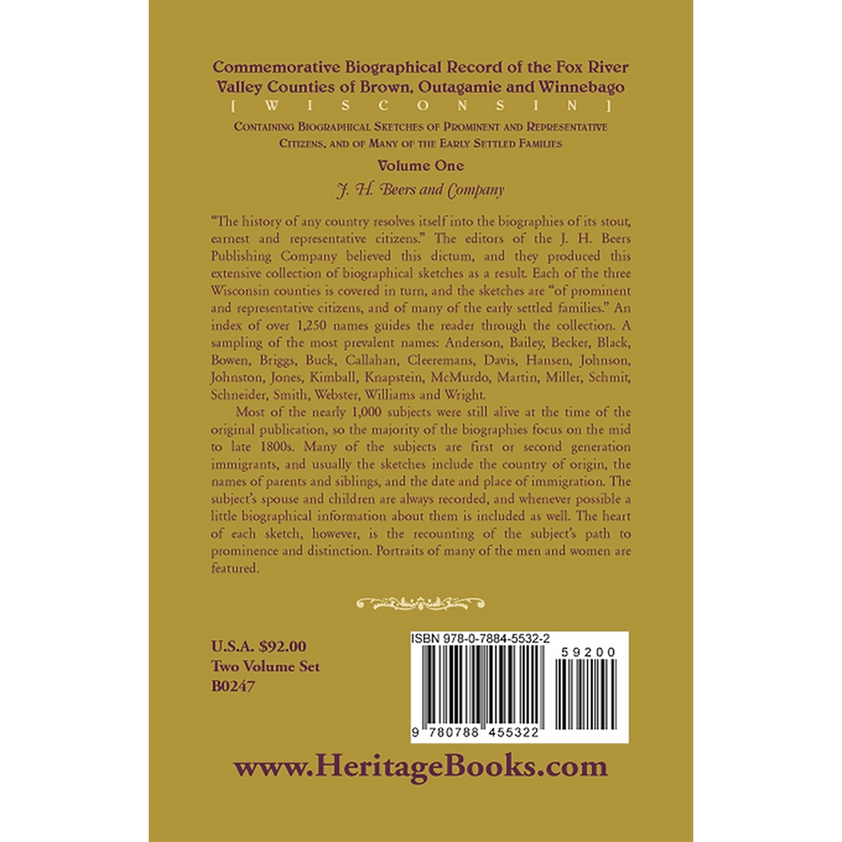 Commemorative Biographical Record of the Fox River Valley Counties of Brown, Outagamie and Winnebago, [Wisconsin], Volume 1 back cover