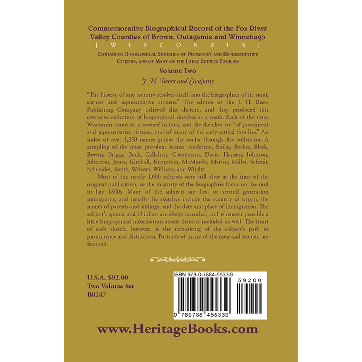 Commemorative Biographical Record of the Fox River Valley Counties of Brown, Outagamie and Winnebago, [Wisconsin], Volume 2 back cover