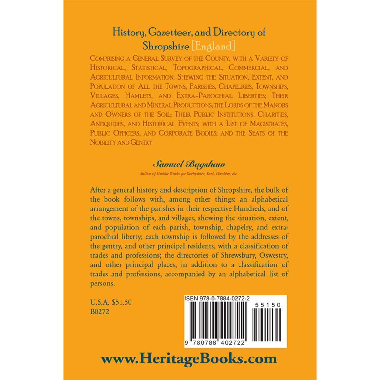 History, Gazetteer, and Directory of Shropshire, England back cover