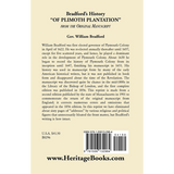 Bradford's History "Of Plimoth Plantation" from the Original Manuscript back cover