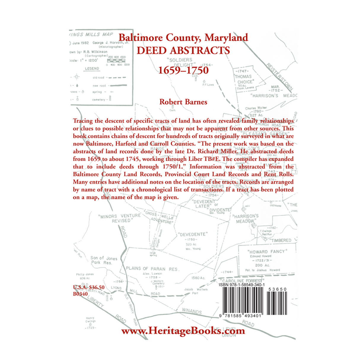 Baltimore County, Maryland Deed Abstracts 1659-1750 back cover
