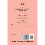 1783 Tax List of Baltimore County, Maryland back cover