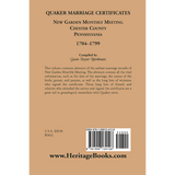 Quaker Marriage Certificates: New Garden Monthly Meeting, Chester County, Pennsylvania, 1704-1799 back cover
