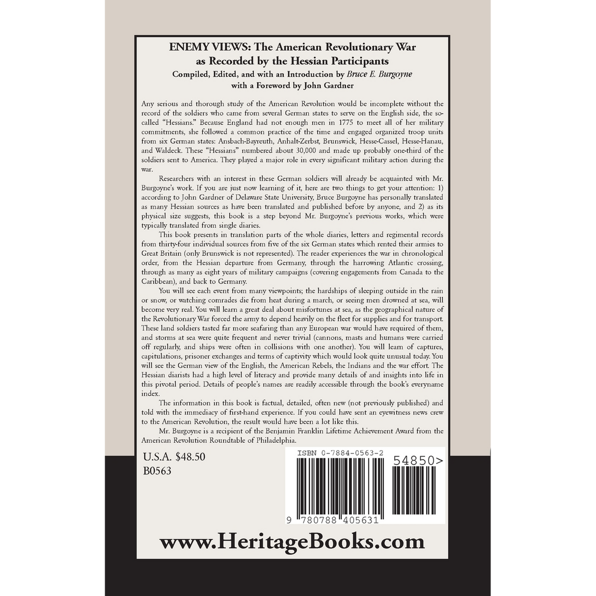 Enemy Views: The American Revolutionary War as Recorded by the Hessian Participants back cover