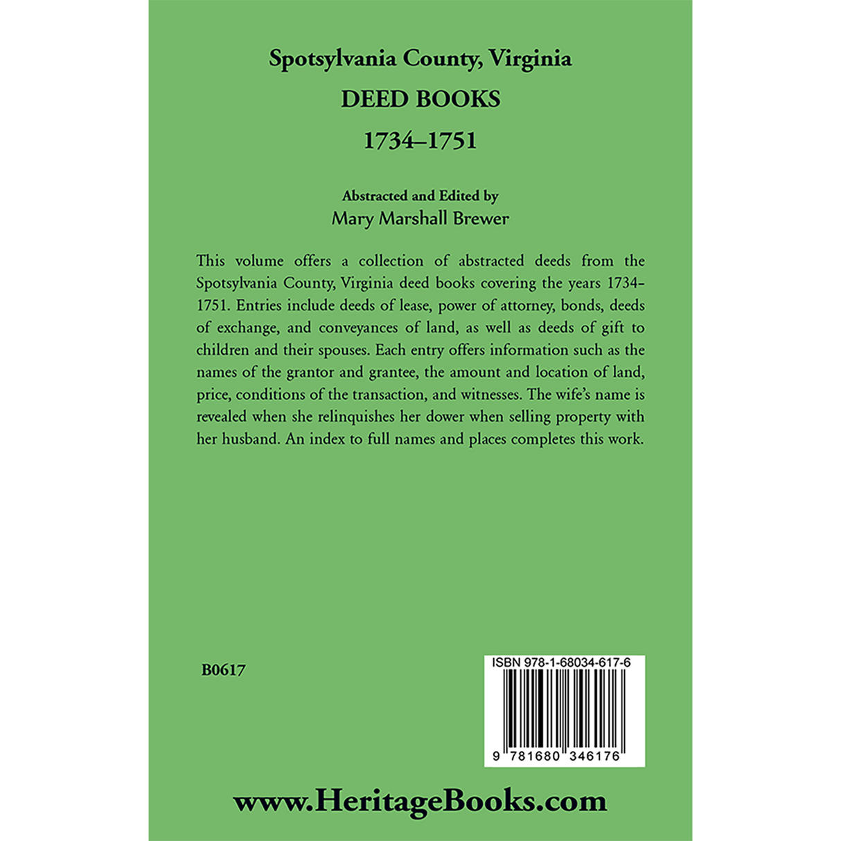 Spotsylvania County, Virginia Deed Books, 1734-1751 back cover