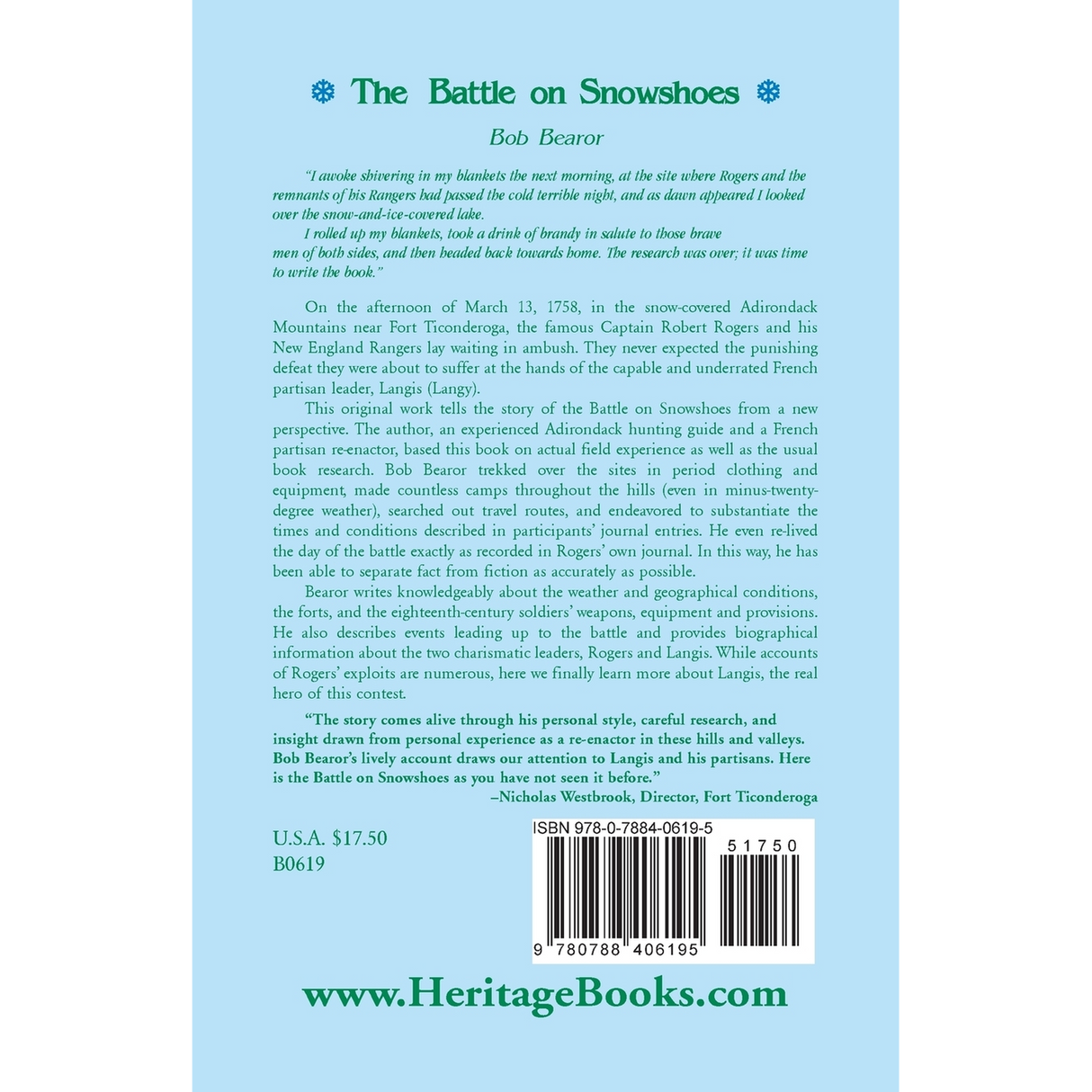 The Battle on Snowshoes back cover