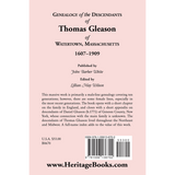 Genealogy of the Descendants of Thomas Gleason of Watertown, Massachusetts, 1607-1909 back cover