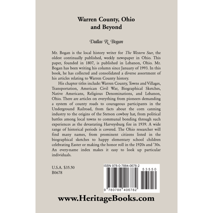 back cover of Warren County, Ohio and Beyond