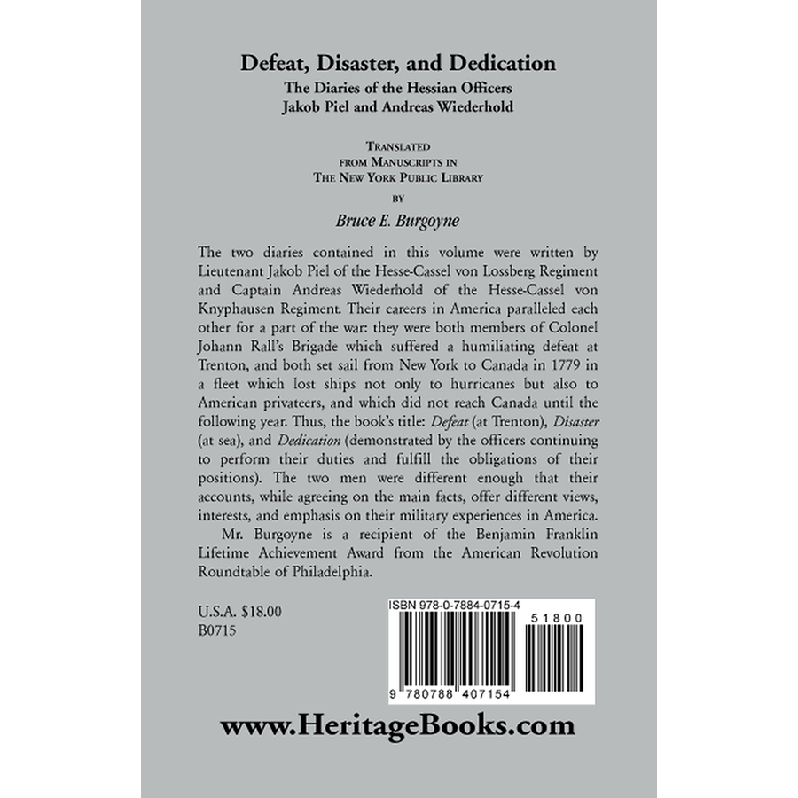 Defeat, Disaster, and Dedication back cover