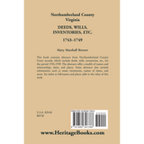 Northumberland County, Virginia Deeds, Wills, Inventories, etc., 1743-1749 back cover