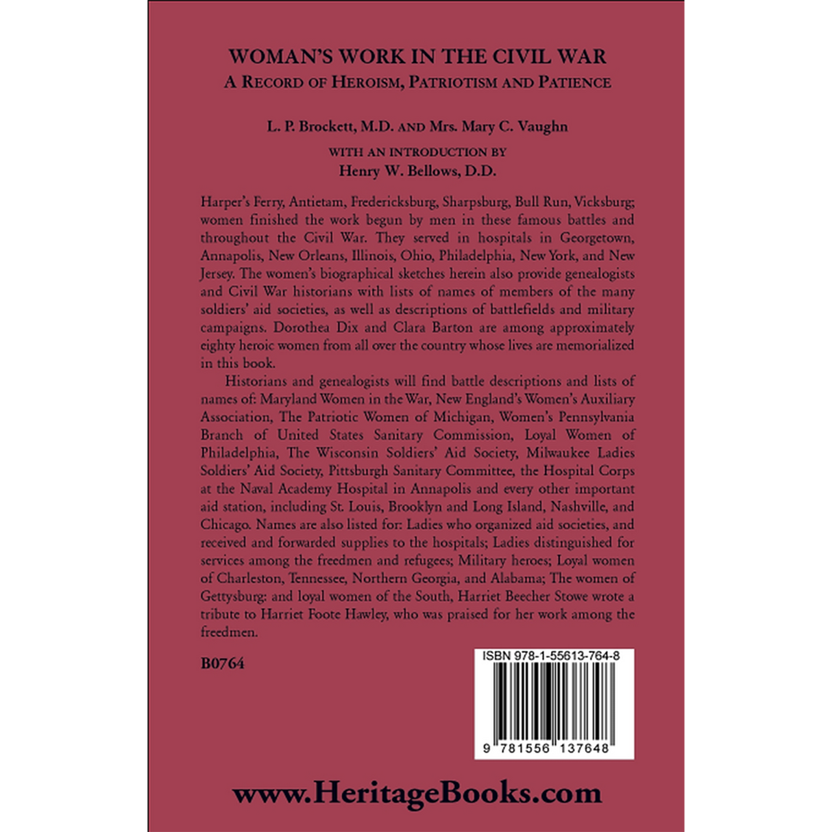 Woman's Work in the Civil War: A Record of Heroism, Patriotism and Patience back cover